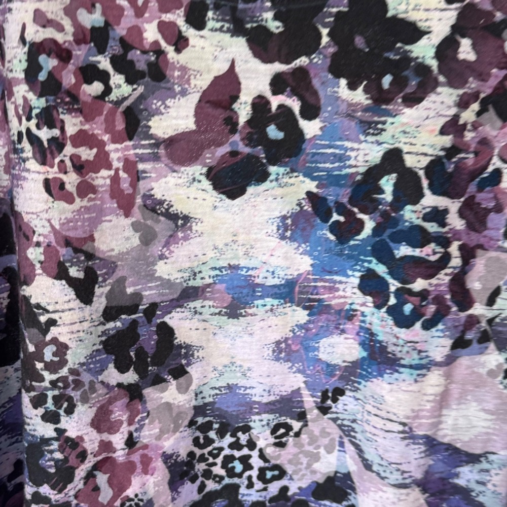 Coldwater Creek Womens L 14 Abstract Animal Print Short Sleeve Scoop Neck Top - Picture 3 of 3